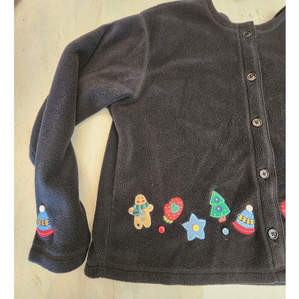 C & B Sport Women's Christmas Holiday Fleece Buttons SZ Large - Picture 5 of 9
